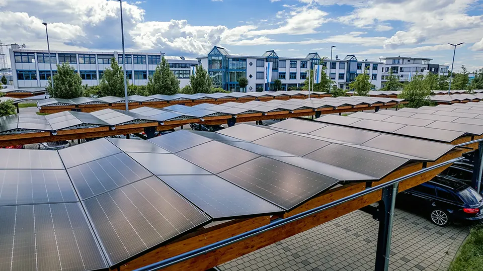 Konstruktion der Solarüberdachung am Winterhalter-Parkplatz