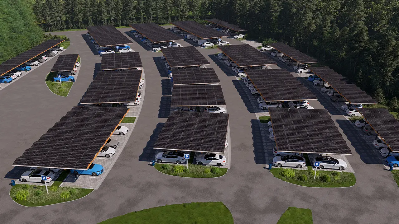 Sopago Solarüberdachung im NaturTherme Templin Komplex