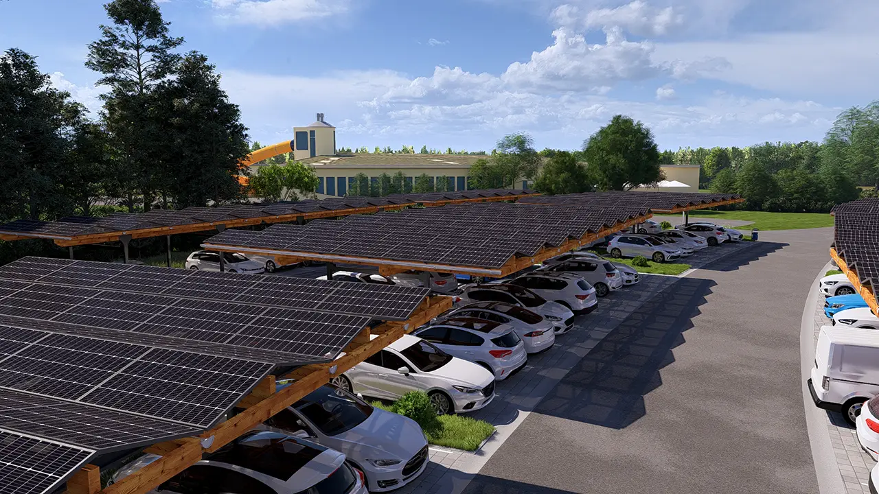 Nachhaltiger Sopago Parkplatz bei NaturTherme Templin