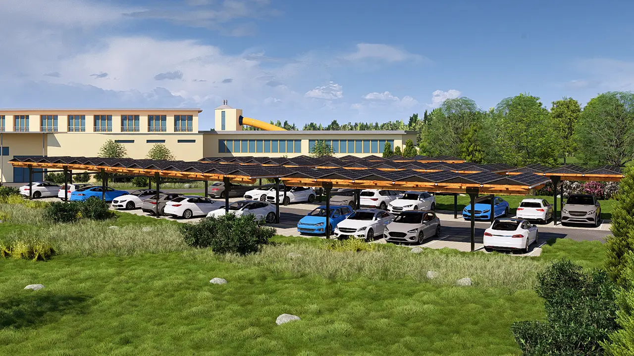 Sopago Solarcarport Anlage bei NaturTherme Templin