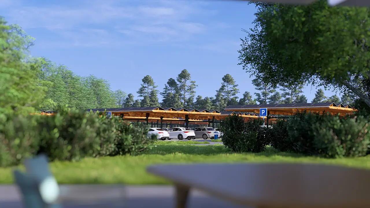 Umweltfreundliche Parkplatzlösung von Sopago in NaturTherme Templin