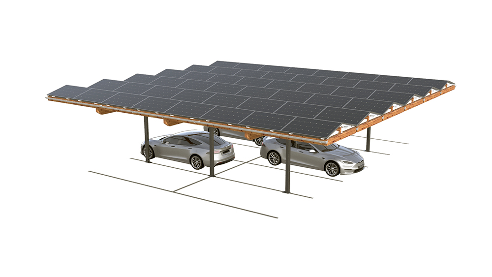 SopaBase 1 10 Schubert Carport Sopago solar carport 2 Reihe Gerade Parkposition