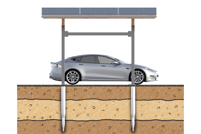 Sopabase 1 7 Solar carport fundament sopago 1row ground 800