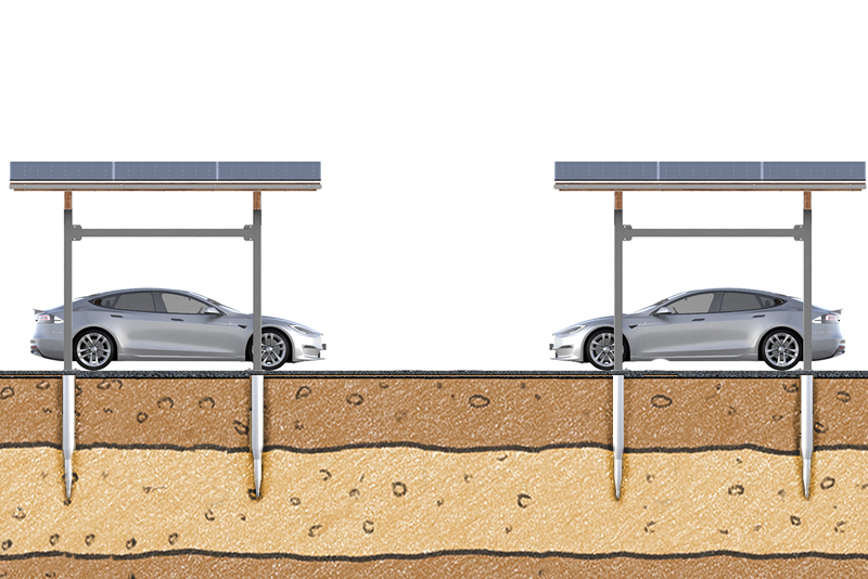 SopaBase 1 3 Solar carport fundament sopago 2row var1 ground 800 1