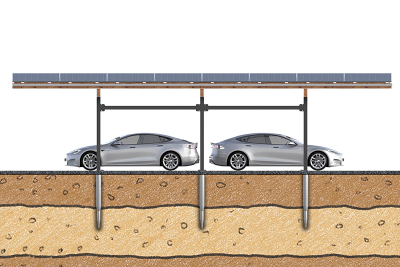 SopaBase 1 4 Solar carport fundament sopago 2row var2 ground 800