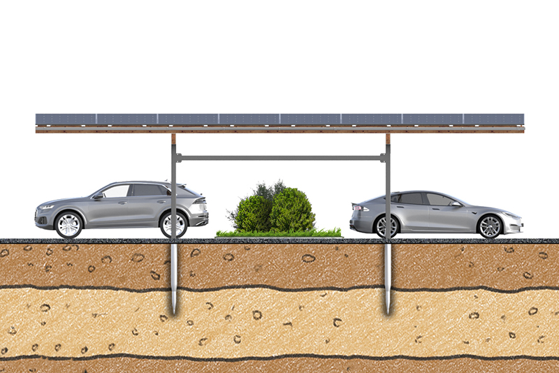 SopaBase 1 5 Solar carport fundament sopago 2row var3 ground 800