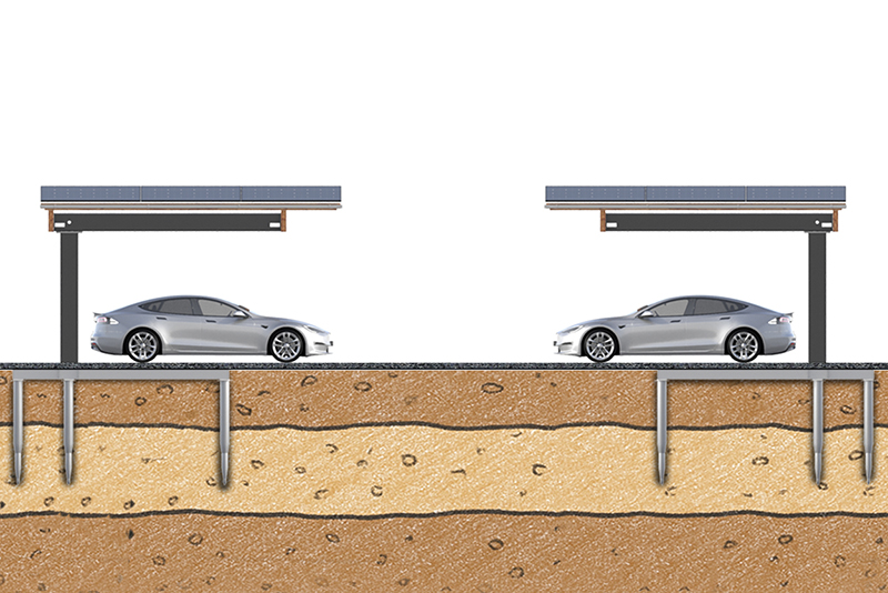 SopaBase 3 3 Solar carport premium fundament sopago 1row 800