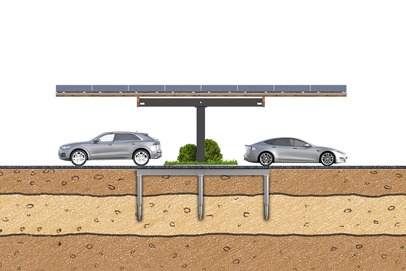 SopaBase 3 5 Solar carport premium fundament sopago 2row 2 800