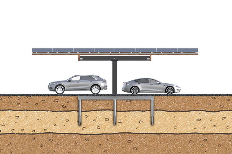 SopaBase 3 4 Solar carport premium fundament sopago 2row 800