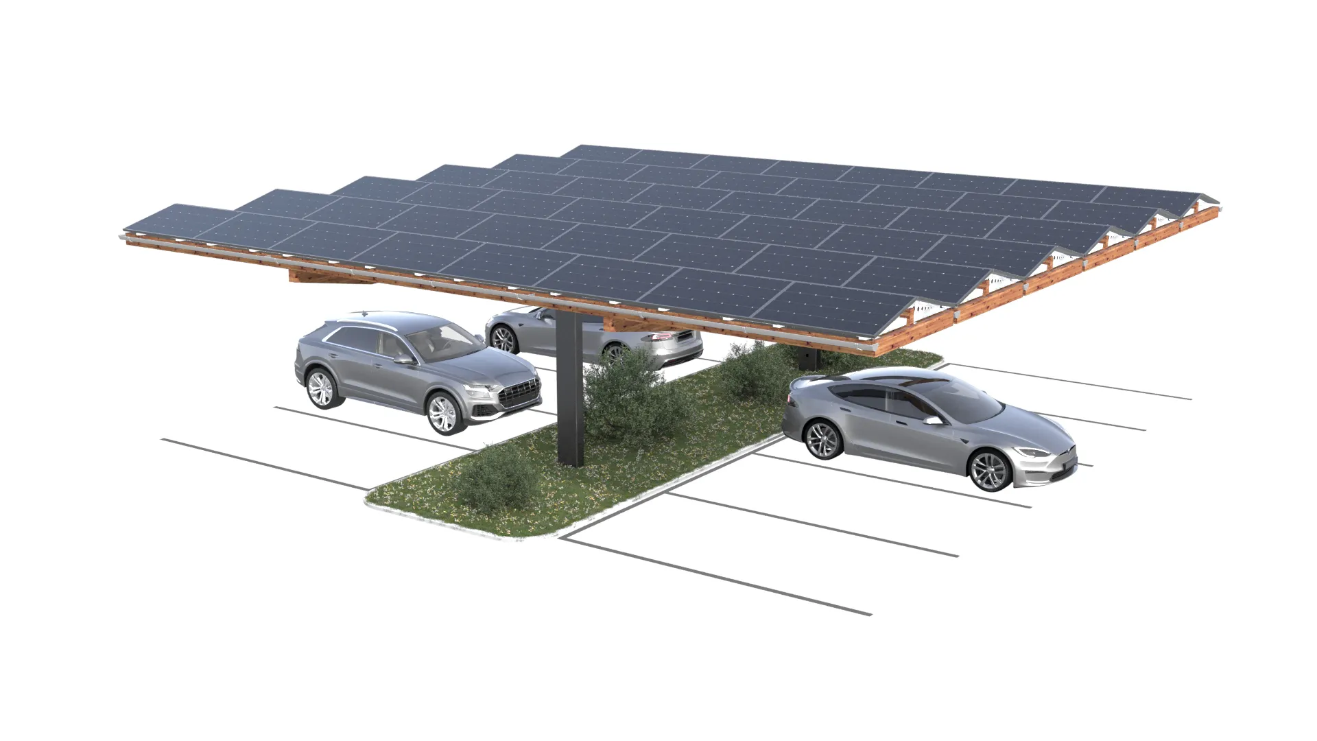 Sopabase 3 7 SopaBase 3 zweireihiger Solarcarport